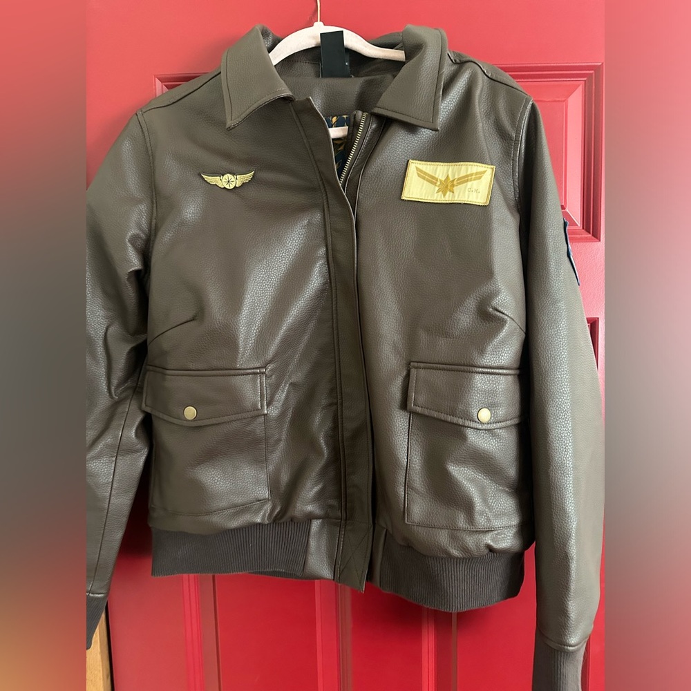 HERUNIVERSE CAPTAIN MARVEL FAUX LEATHER BOMBER JACKET
